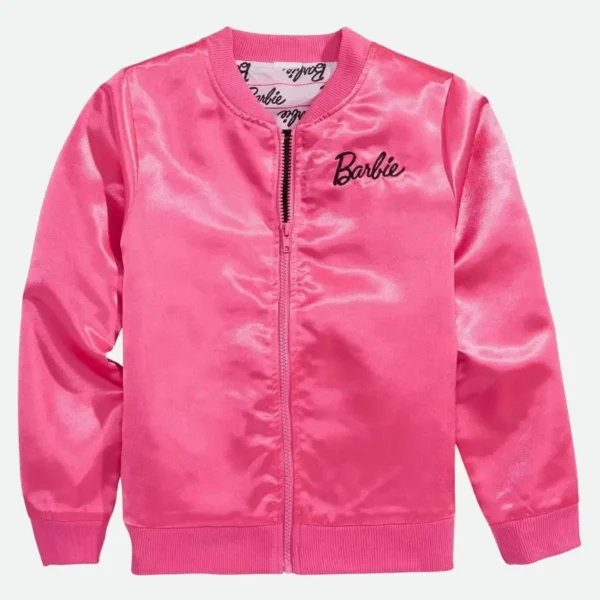 Barbie Pink Satin Bomber Jacket
