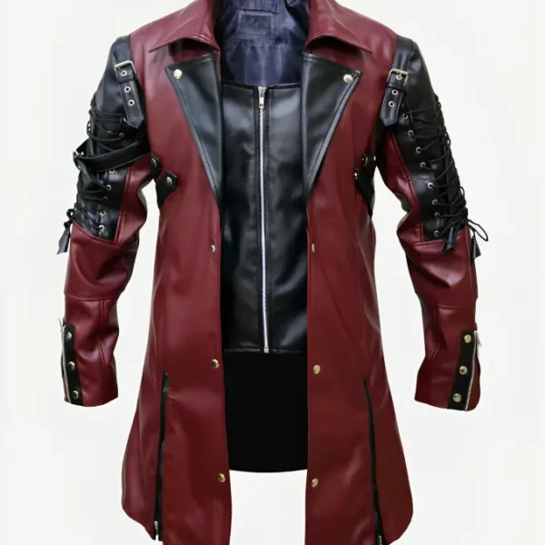 Steampunk Gothic Matrix Leather Trench Coat